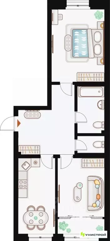 2-к кв. Татарстан, Казань Ку на Кулагина жилой комплекс (65.66 м) - Фото 1