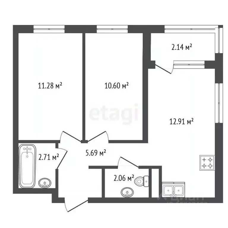 2-к кв. Ленинградская область, Ломоносовский район, Аннинское ... - Фото 1