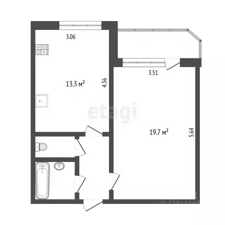 1-к кв. Тюменская область, Тюмень ул. Мельникайте, 122 (41.6 м) - Фото 1