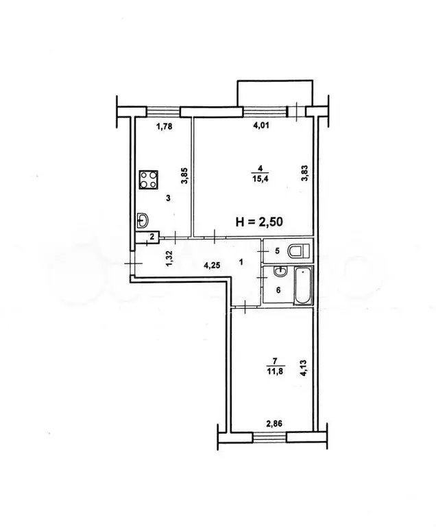 2-к. квартира, 44,4 м, 5/5 эт. - Фото 0