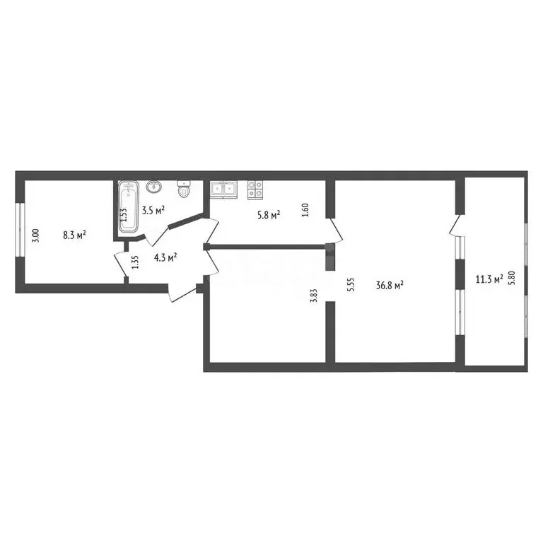 3-комнатная квартира: Нальчик, улица Коллонтай, 4 (58.7 м) - Фото 1