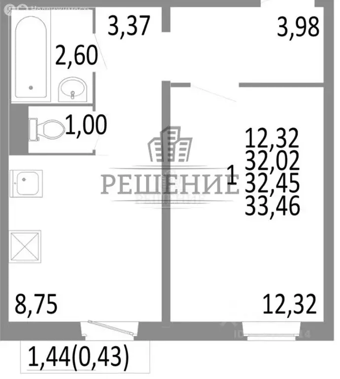 1-комнатная квартира: Челябинск, улица Блюхера, 125Д (33 м) - Фото 0
