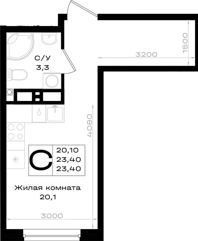 Квартира-студия: Аксай, Новый Аксай (23.4 м) - Фото 1