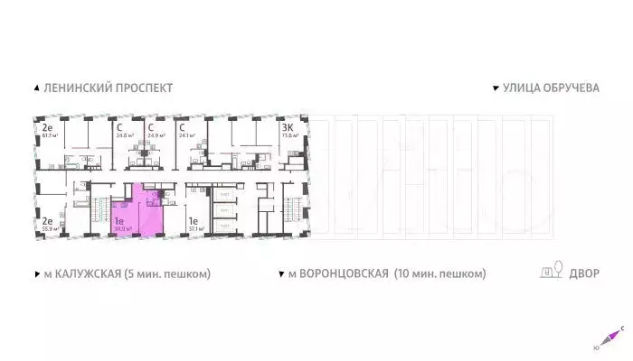 1-к. квартира, 34,9м, 41/58эт. - Фото 1