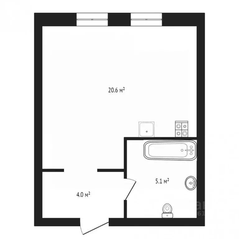 Студия Тюменская область, Тюмень ул. Республики, 204к5 (28.0 м) - Фото 1