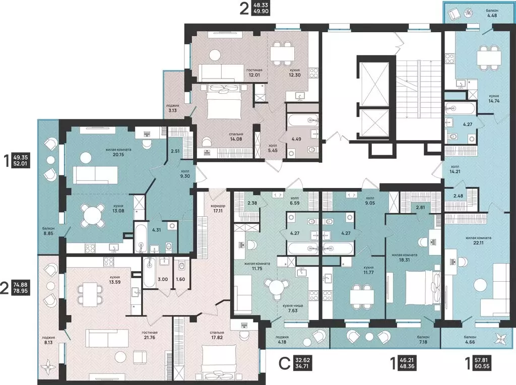 2-комнатная квартира: Архангельск, улица Свободы, 16 (60.55 м) - Фото 2