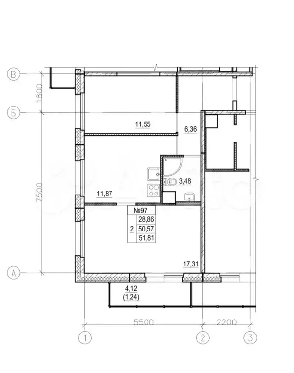 2-к. квартира, 50 м, 9/25 эт. - Фото 0