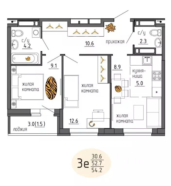 3-к кв. Пермский край, Пермь Ижевская ул., 38 (54.2 м) - Фото 1