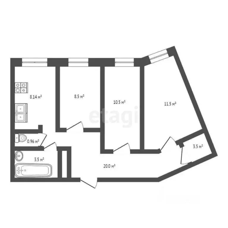 3-к кв. Тюменская область, Тюмень ул. Республики, 204к14 (66.8 м) - Фото 2