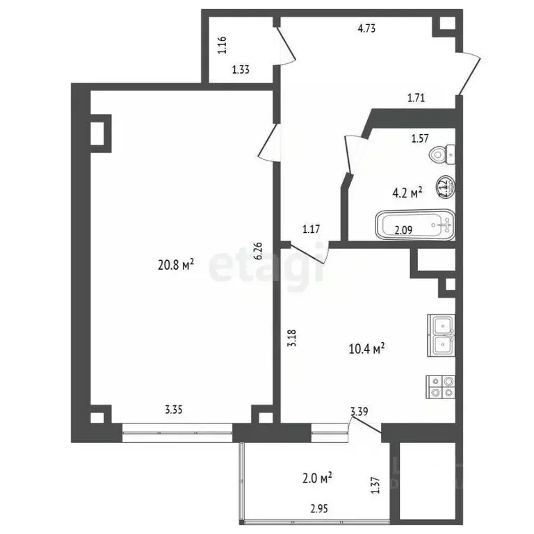 1-к кв. Ростовская область, Батайск ул. Северная Звезда, 7/5 (48.8 м) - Фото 1