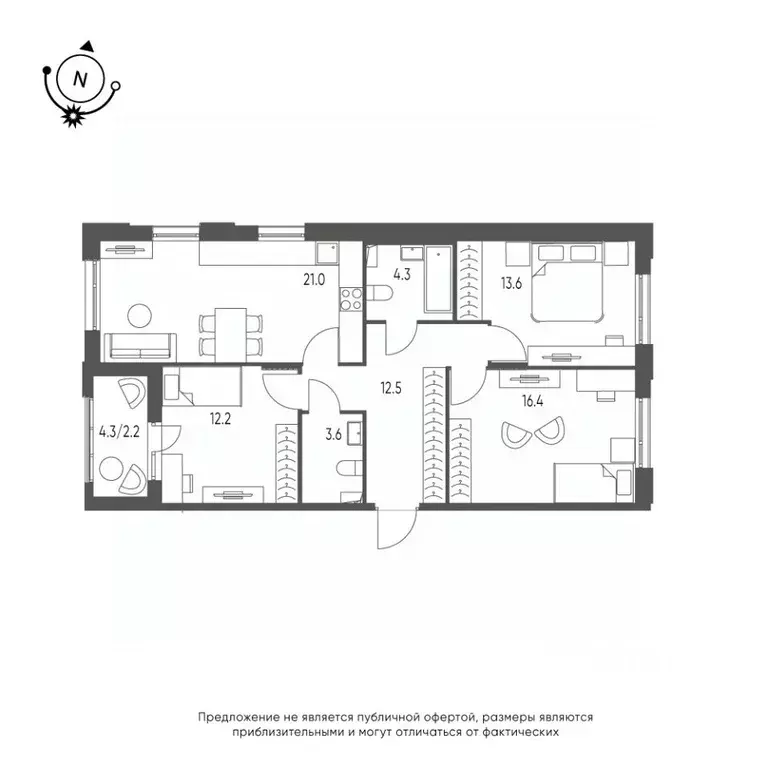 3-к кв. Омская область, Омск Зеленая река мкр, 14 (85.0 м) - Фото 0