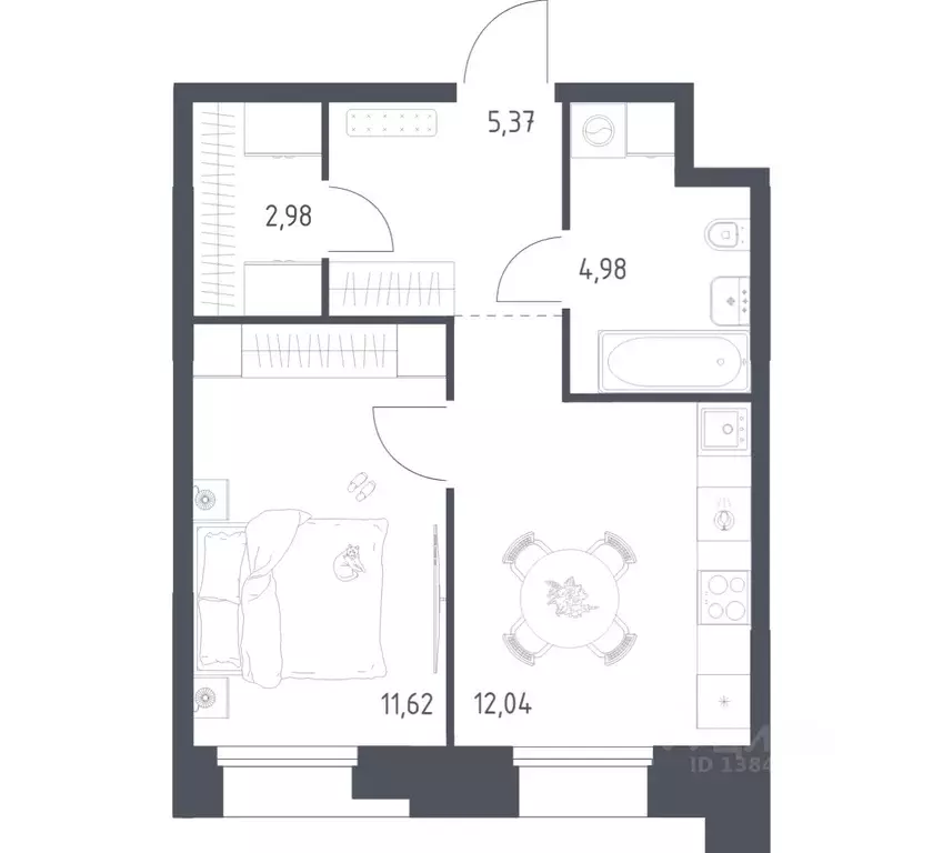 1-к кв. Москва Тропарево Парк мк, к2.2 (36.99 м) - Фото 1