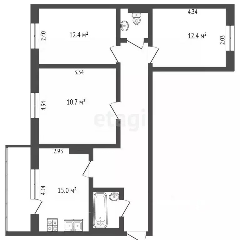 3-к кв. Ханты-Мансийский АО, Лянтор Сургутский район, 5-й мкр, 3 (78.8 ... - Фото 0
