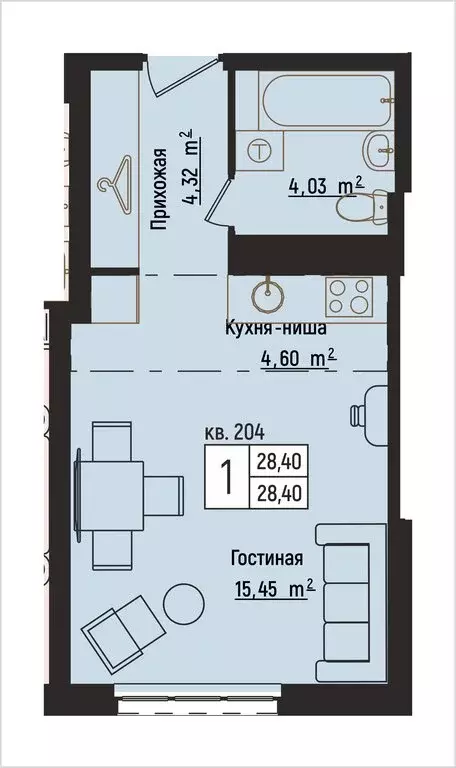 1-комнатная квартира: Нижний Новгород, Литературная улица, 5 (28.4 м) - Фото 1