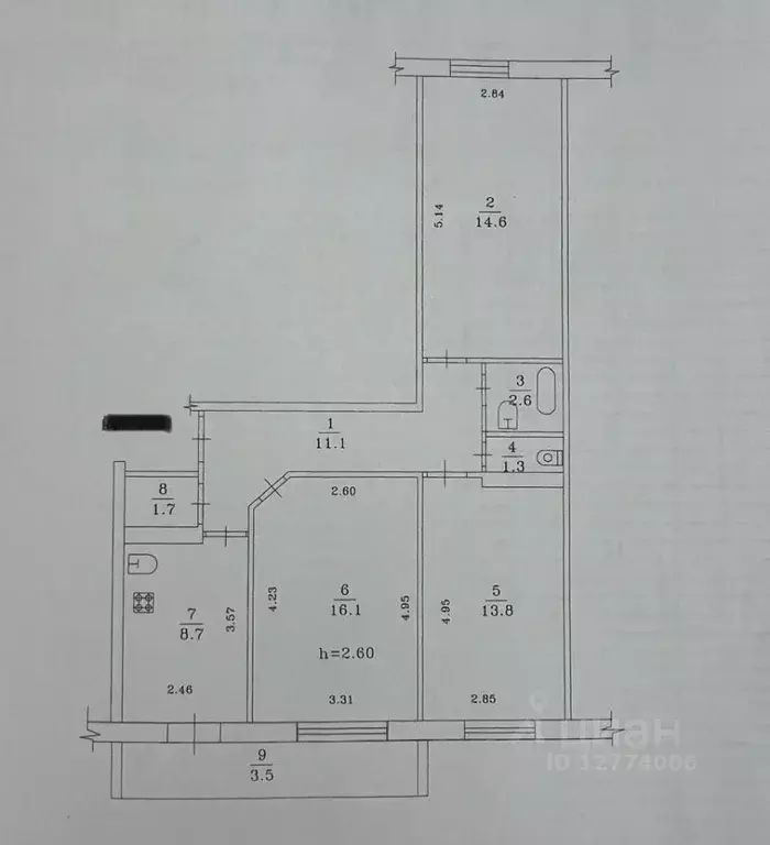 3-к кв. Татарстан, Набережные Челны ул. Аделя Кутуя, 10 (70.0 м) - Фото 1