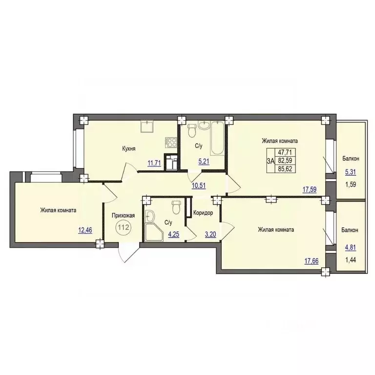 3-к кв. Псковская область, Псковский район, Завеличенская волость, д. ... - Фото 1