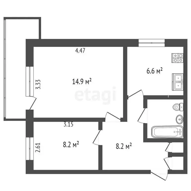 2-комнатная квартира: Вологда, улица Карла Маркса, 91 (44 м) - Фото 0