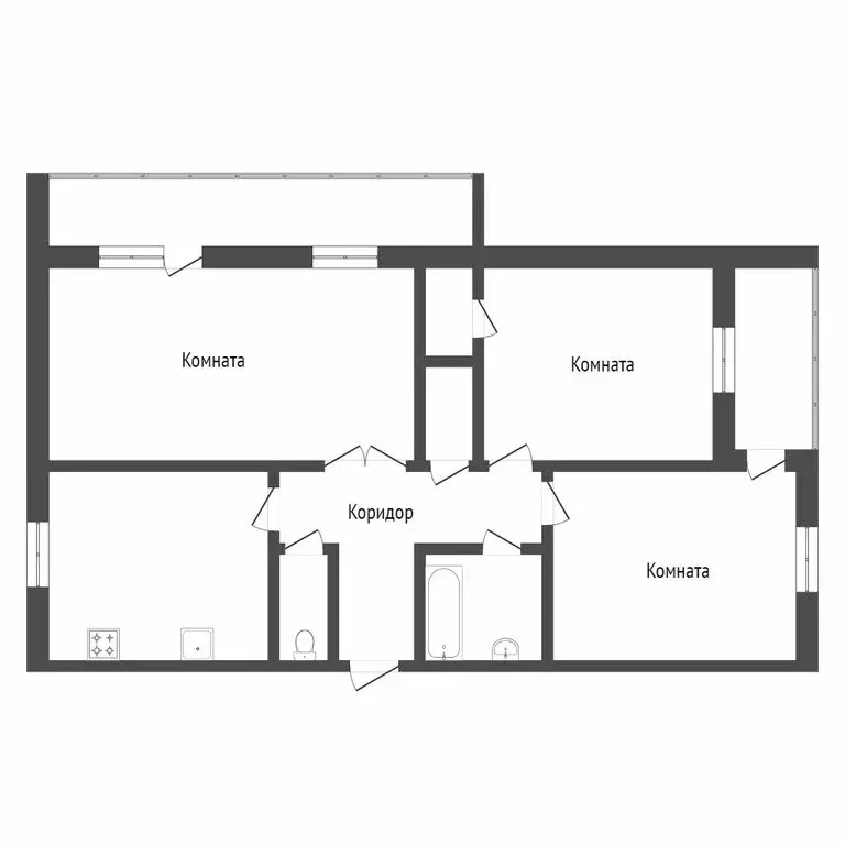 3-комнатная квартира: Улан-Удэ, 47-й квартал, Конечная улица, 1А (69.1 ... - Фото 1