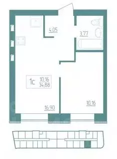 1-к кв. Мордовия, Саранск Дальняя ул., 2А (35.0 м) - Фото 0