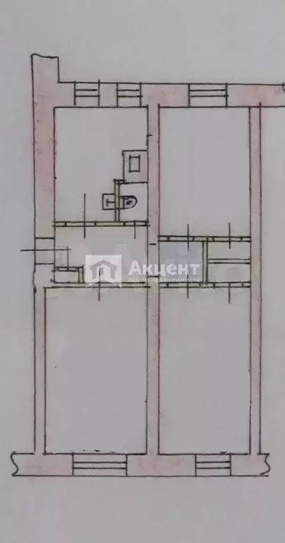 3-к. квартира, 65,4 м, 1/2 эт. - Фото 0