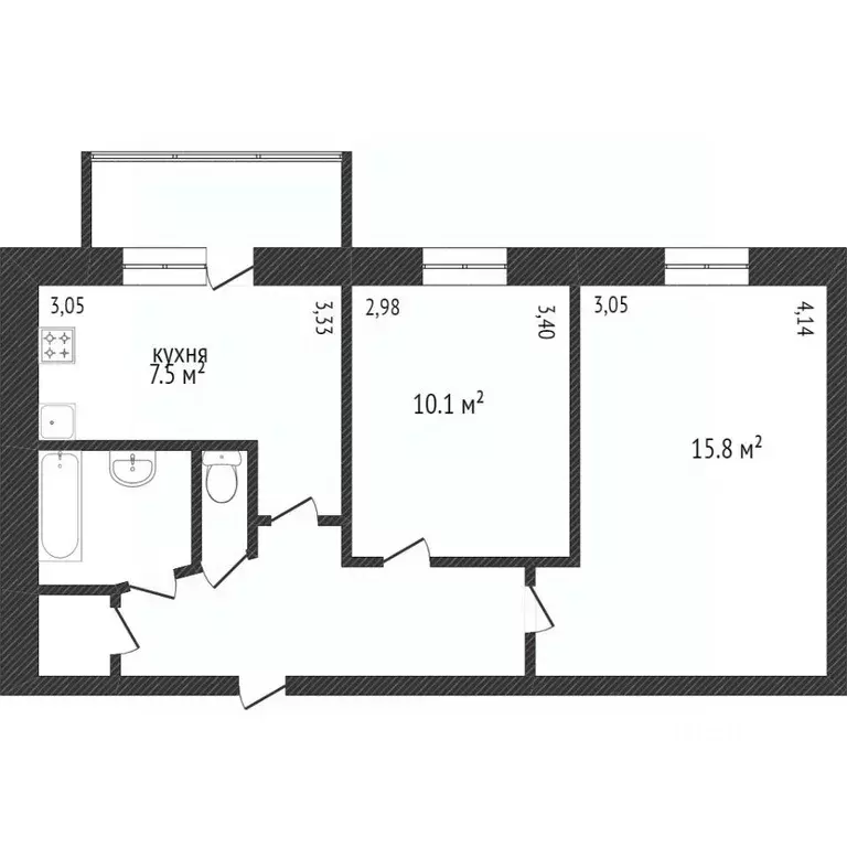 2-к кв. Воронежская область, Воронеж Южно-Моравская ул., 64 (43.0 м) - Фото 1