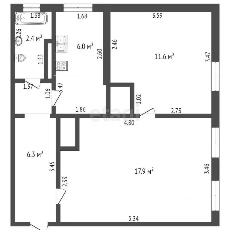 2-к кв. Краснодарский край, Темрюк ул. Мира, 72Б (44.2 м) - Фото 1