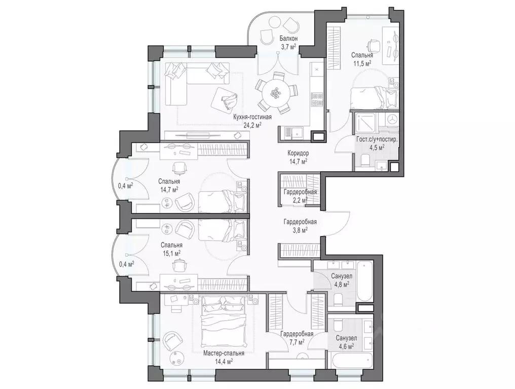 4-к кв. Москва ул. Академика Королева, 21 (125.0 м) - Фото 0