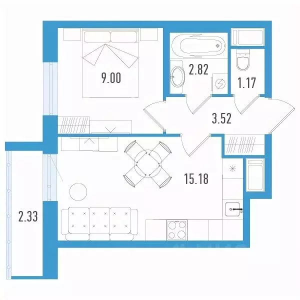 1-к кв. Санкт-Петербург ул. Маршала Казакова, 64к1 (32.39 м) - Фото 0