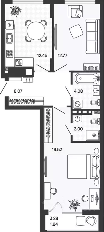 2-к кв. Калининградская область, Гурьевский муниципальный округ, пос. ... - Фото 1