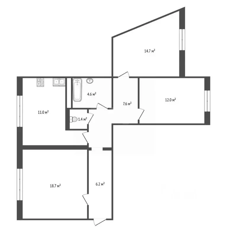 3-к кв. Челябинская область, Челябинск ул. Бейвеля, 46а (85.5 м) - Фото 2