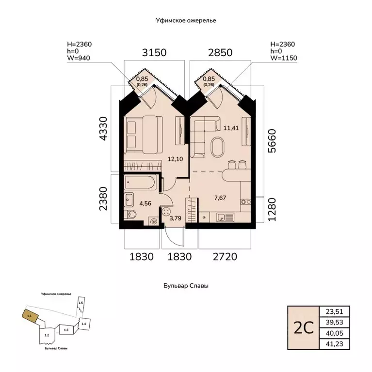 2-к кв. Башкортостан, Уфа ул. Чудинова (40.05 м) - Фото 1