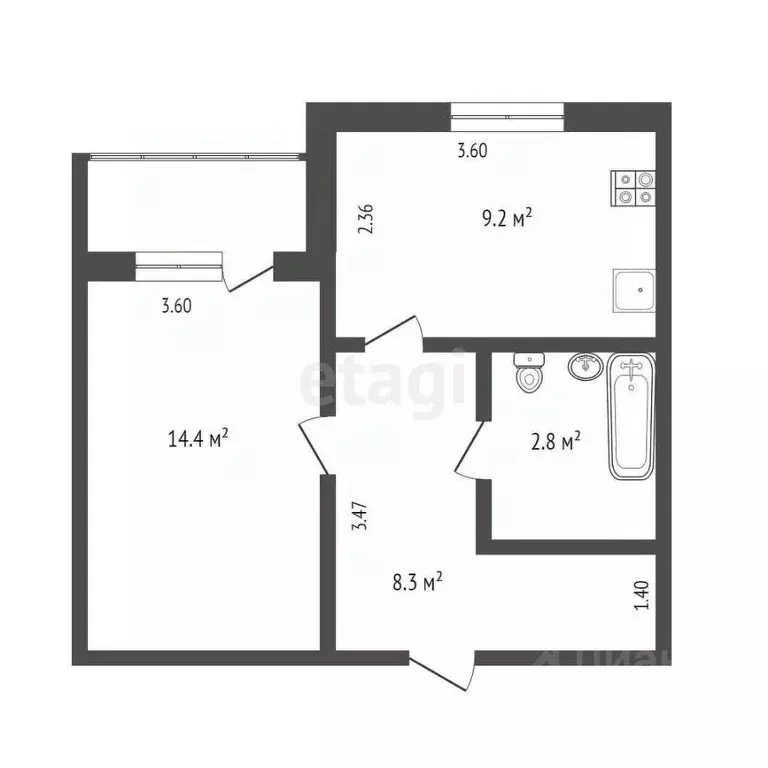 1-к кв. Ямало-Ненецкий АО, Новый Уренгой Энтузиастов мкр, 1 (34.7 м) - Фото 1