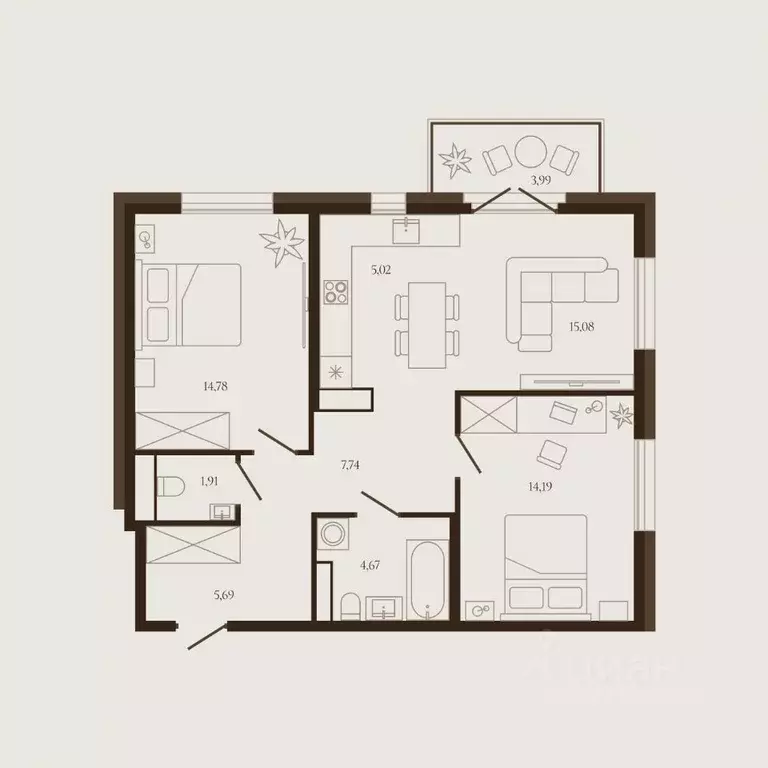 3-к кв. Московская область, Лыткарино Спортивная ул., 2Б (70.28 м) - Фото 1