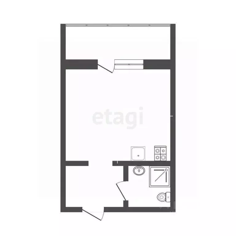 Студия Тюменская область, Тюмень ул. Бабарынка, 16б (15.4 м) - Фото 1