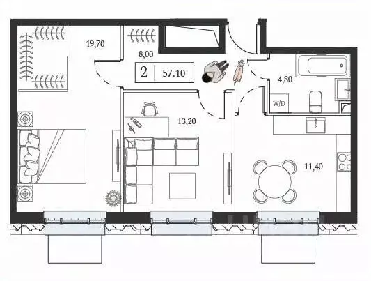 2-к кв. Москва просп. Андропова, 1 (57.1 м) - Фото 1