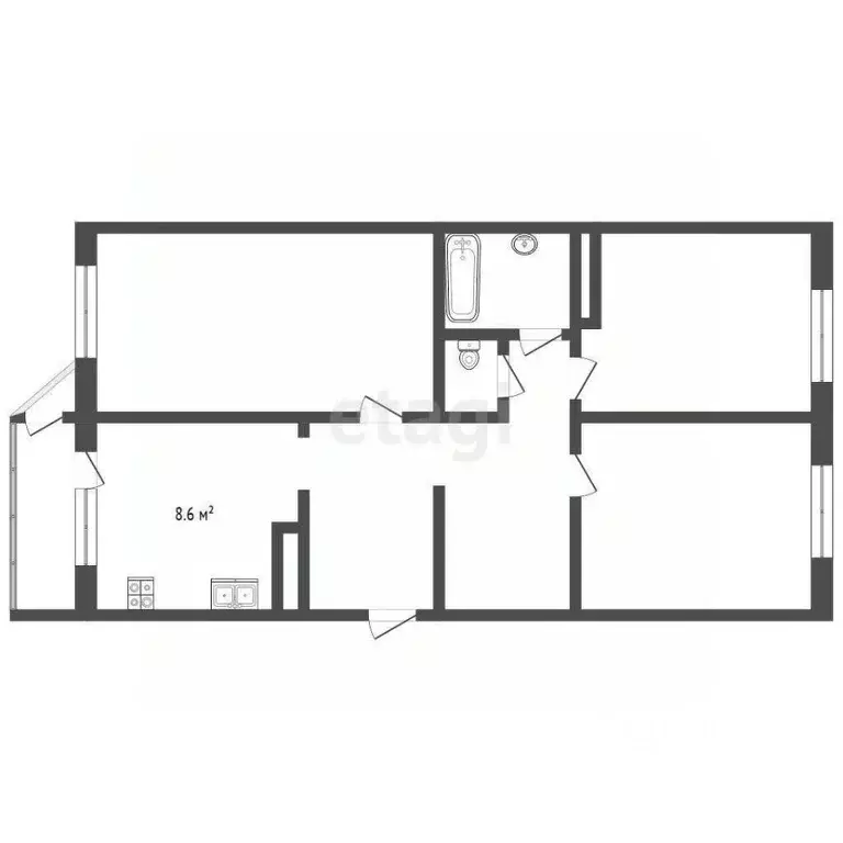 3-к кв. Камчатский край, Петропавловск-Камчатский ул. Виталия Кручины, ... - Фото 2
