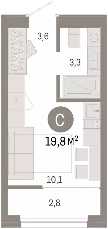 Квартира-студия: Тюмень, улица Республики, 205к1 (20.1 м) - Фото 1