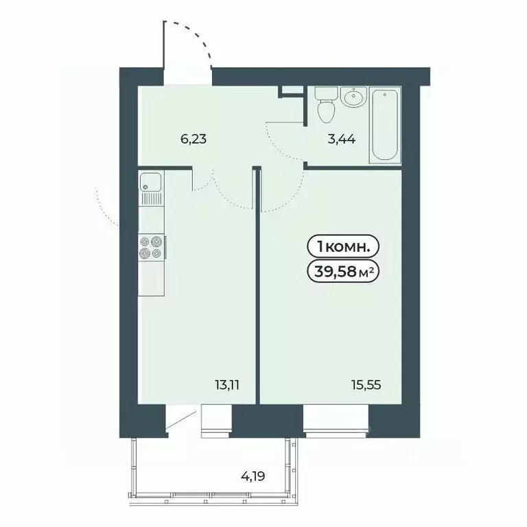 1-к кв. Красноярский край, Красноярск ул. Светлова, 25/1 (39.58 м) - Фото 1