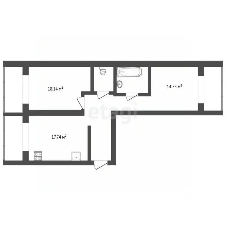 2-к кв. Архангельская область, Котлас пер. Таежный, 17 (65.2 м) - Фото 1