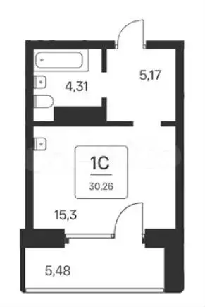 Квартира-студия, 30,3 м, 18/25 эт. - Фото 0