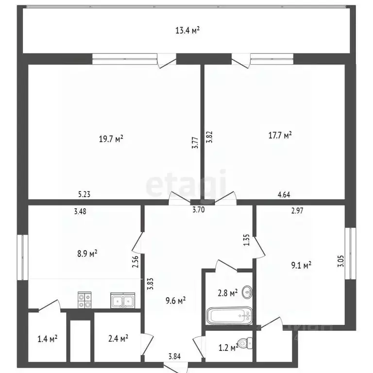3-к кв. Крым, Сакский район, с. Уютное ул. Кирова, 2 (73.7 м) - Фото 2