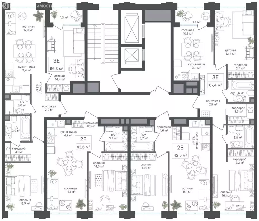 3-комнатная квартира: Москва, САО, Головинский район, жилой комплекс ... - Фото 1