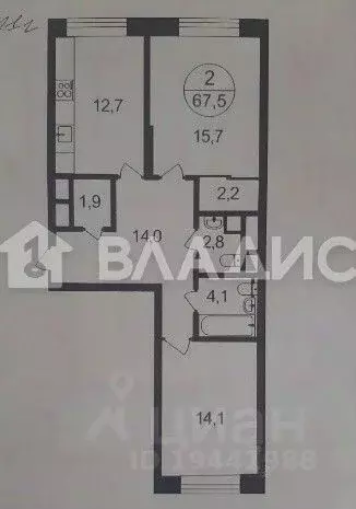 2-к кв. Москва, Москва, Московский г. ул. Никитина, 11к4 (67.4 м) - Фото 1