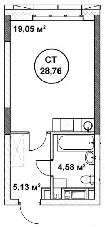 Студия Нижегородская область, Нижний Новгород ул. Родионова (28.76 м) - Фото 1