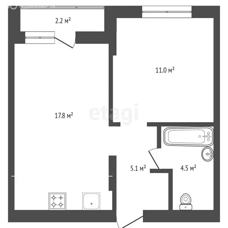 1-комнатная квартира: Тюмень, жилой комплекс Республики 205 (40.59 м) - Фото 1