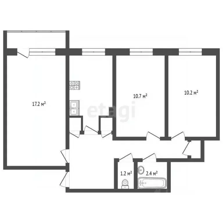 3-к кв. Саха (Якутия), Якутск ул. Стадухина, 63 (62.0 м) - Фото 0