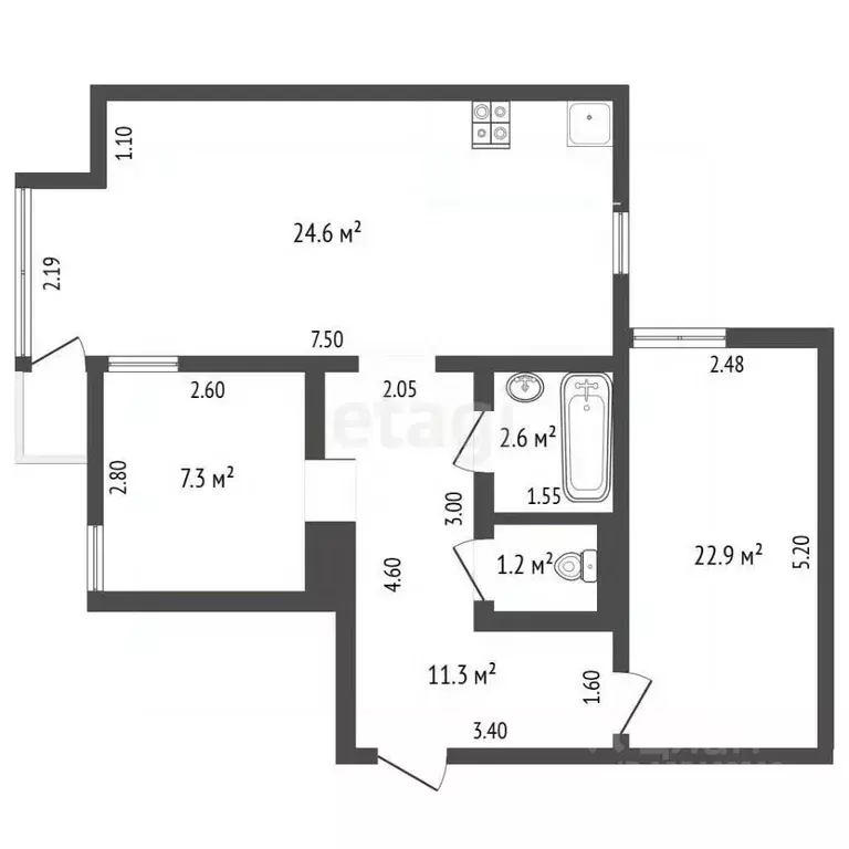 2-к кв. Крым, Ялта ул. Сеченова, 21/31к2 (60.0 м) - Фото 2