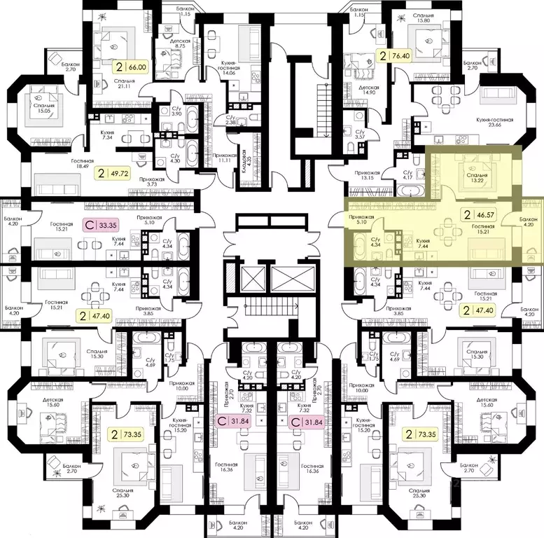 1-к кв. Тверская область, Тверь Урбан Парк жилой комплекс (46.57 м) - Фото 2