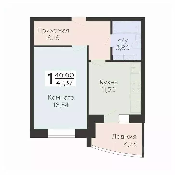 1-к кв. Орловская область, Орел ул. Зеленый Берег (42.37 м) - Фото 0