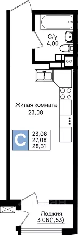 Студия Краснодарский край, Новороссийск 5-я Бригада мкр,  (28.61 м) - Фото 0